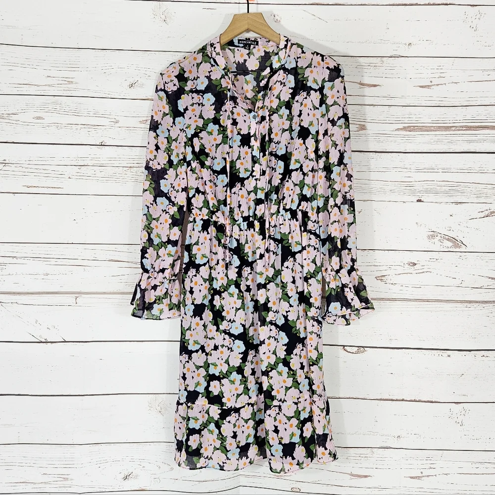 J. Crew | Drapey Floral Tie Front Dress - Picture 3 of 7